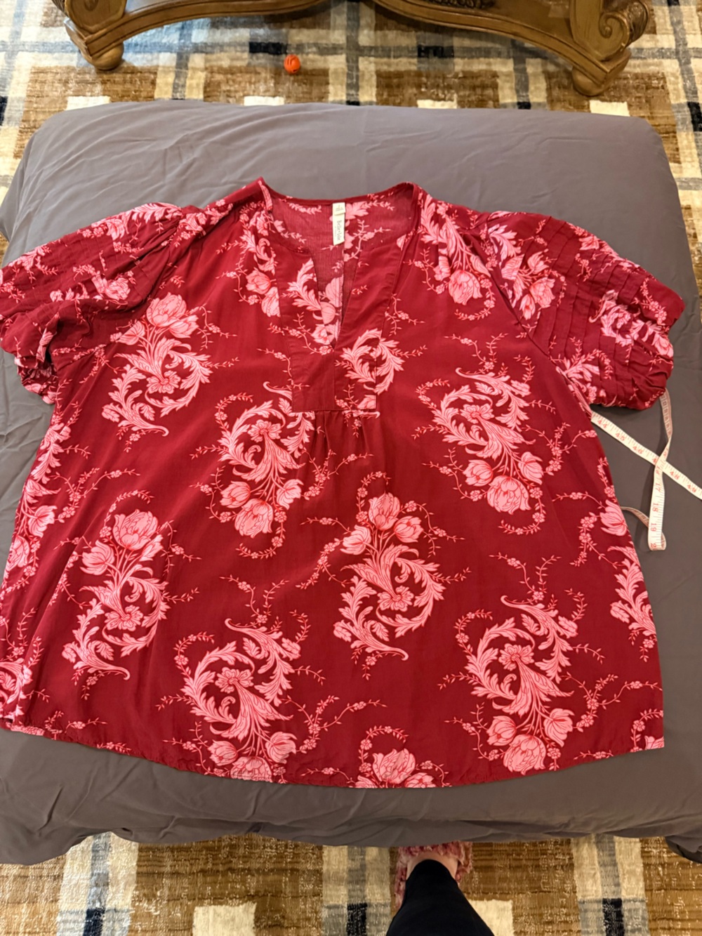 torrid Red Blouse with Pink Floral Print